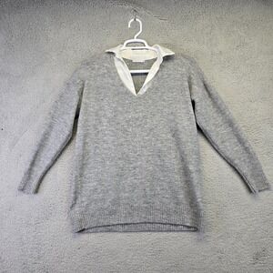 Staccato Shirt Womens Large Gray Knit Stretchy Basic Preppy Light Academia Tunic